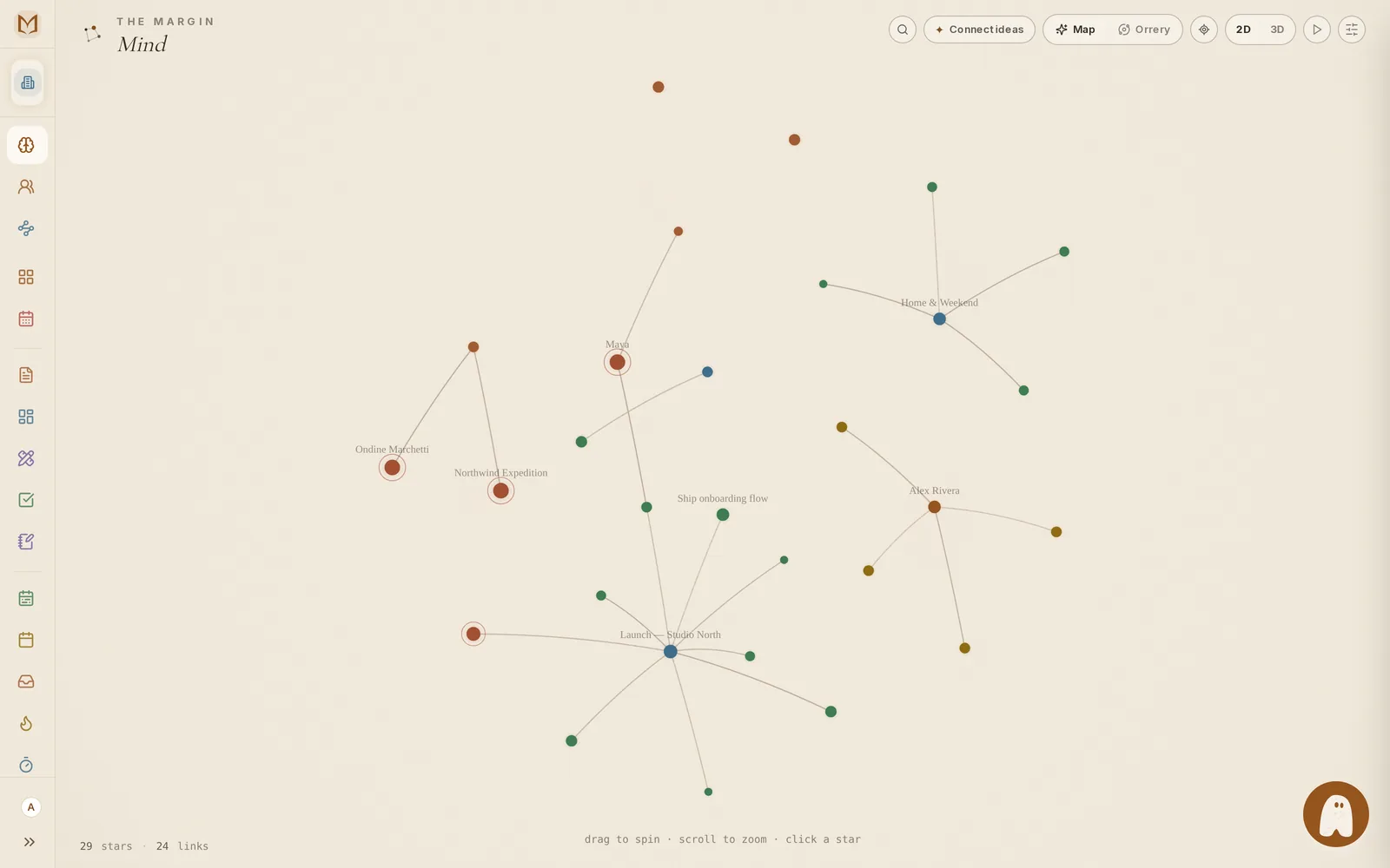 The Mind — people, projects and notes as one connected map